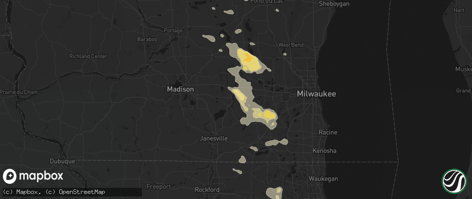 Hail map in Jefferson, WI on July 27, 2026