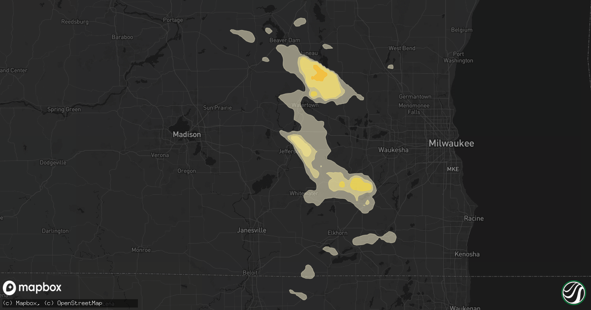 Hail map in Jefferson, WI on July 27, 2026