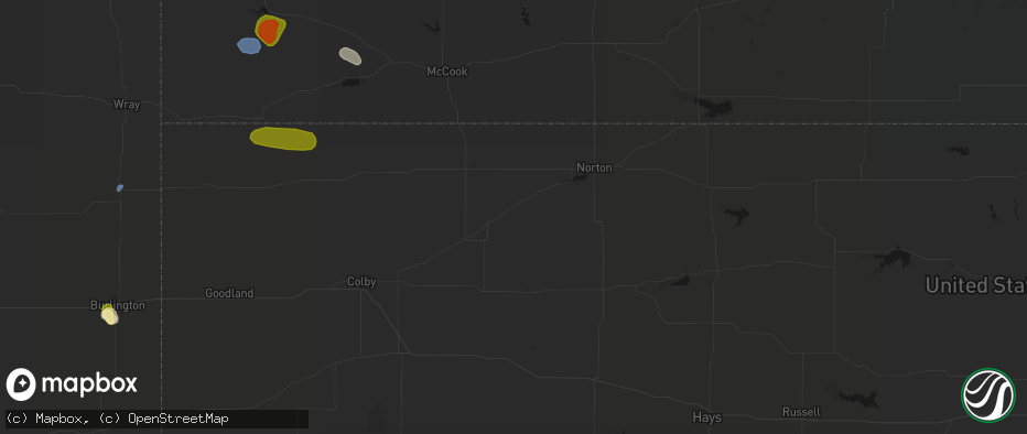 Hail map in Jennings, KS on July 27, 2026