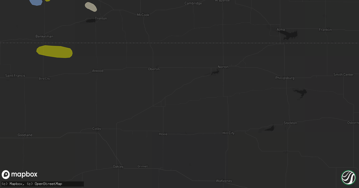 Hail map in Jennings, KS on July 27, 2026