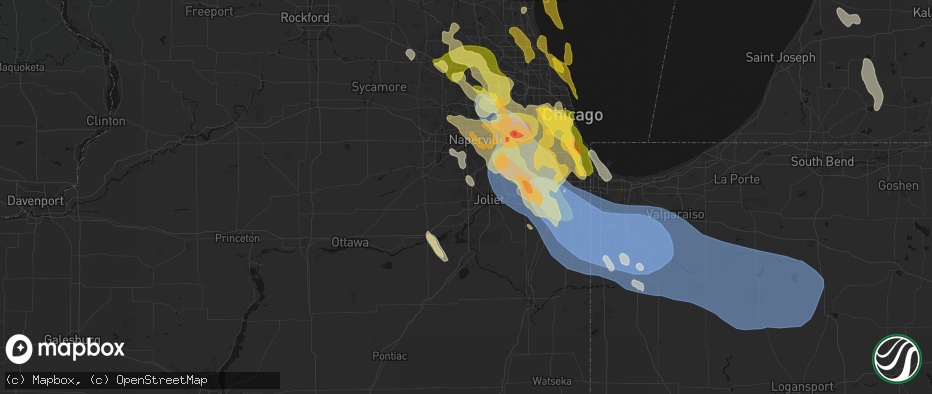 Hail map in Joliet, IL on July 27, 2026