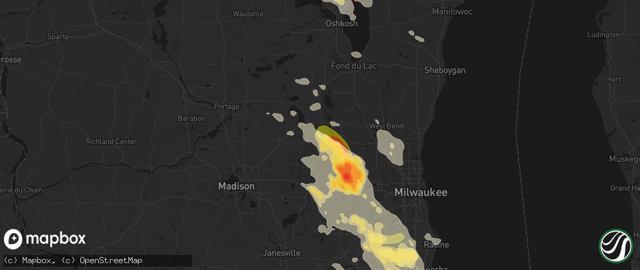 Hail map in Juneau, WI on July 27, 2026