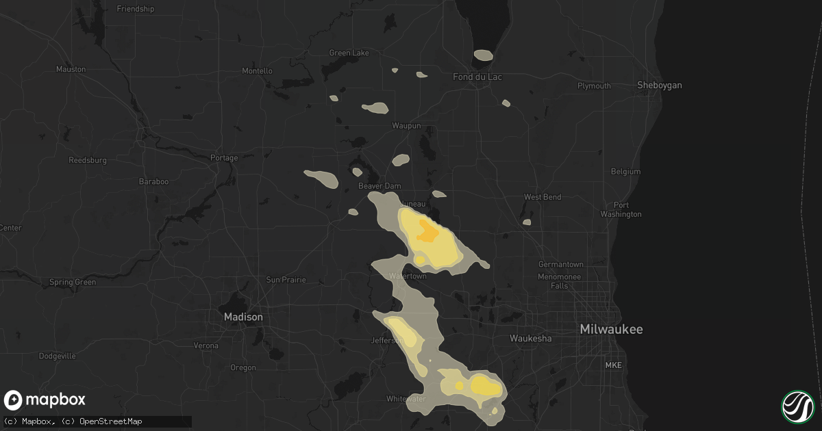 Hail map in Juneau, WI on July 27, 2026
