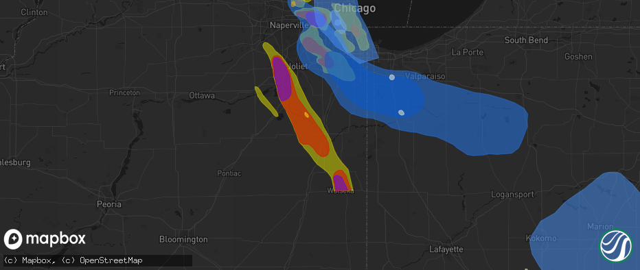 Hail map in Kankakee, IL on July 27, 2026