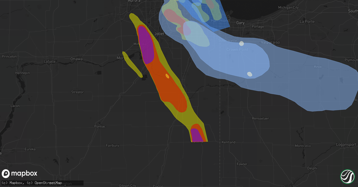Hail map in Kankakee, IL on July 27, 2026