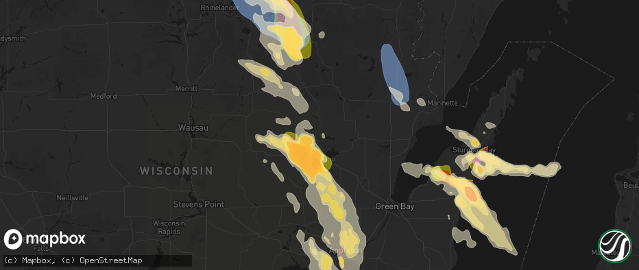 Hail map in Keshena, WI on July 27, 2026