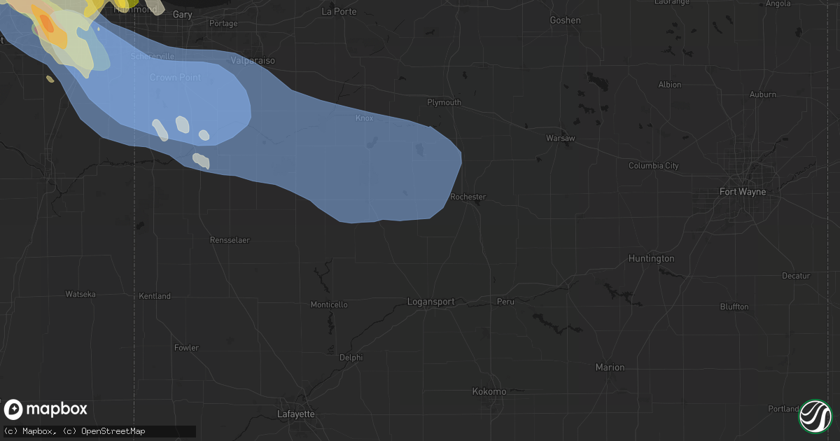 Hail map in Kewanna, IN on July 27, 2026