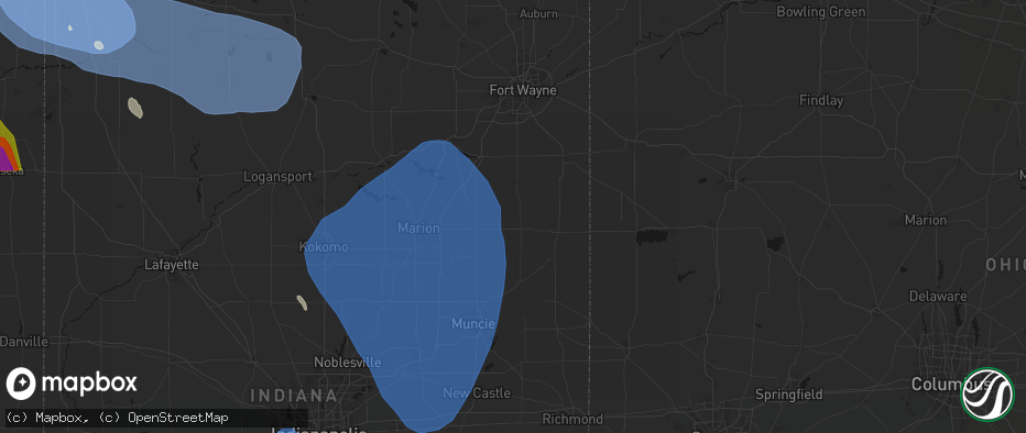 Hail map in Keystone, IN on July 27, 2026