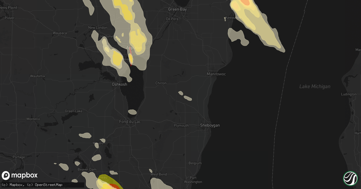 Hail map in Kiel, WI on July 27, 2026