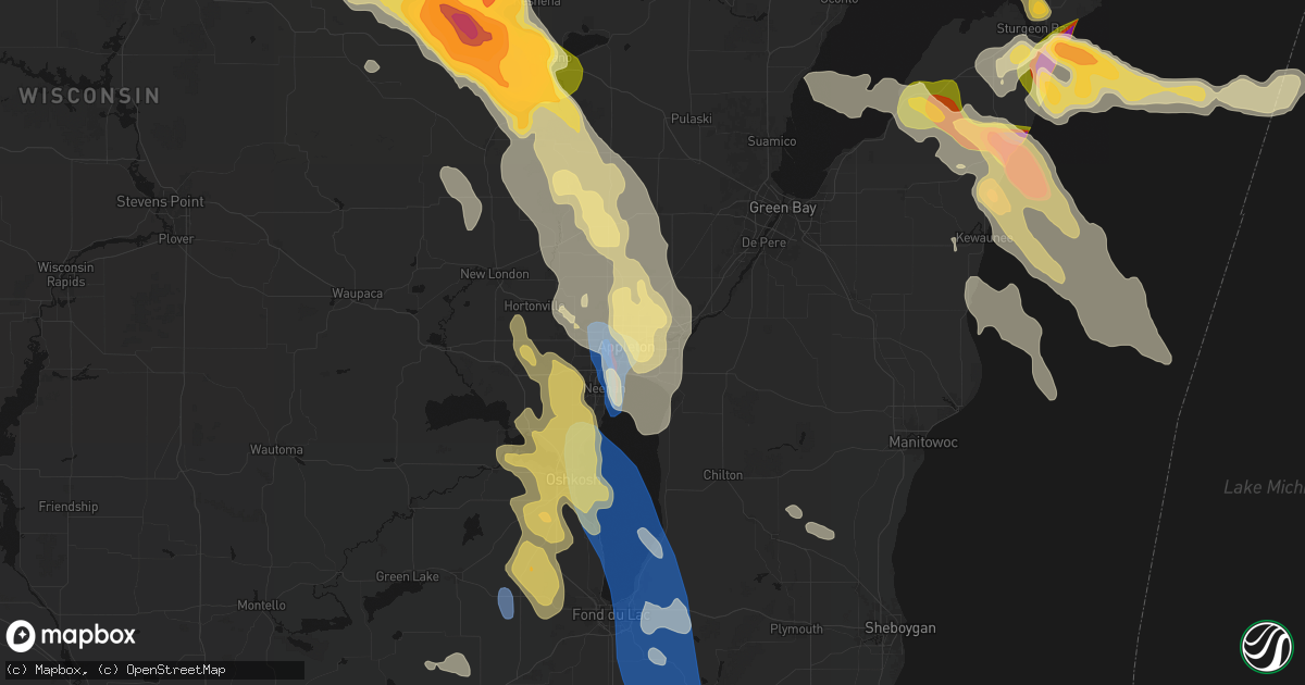 Hail map in Kimberly, WI on July 27, 2026