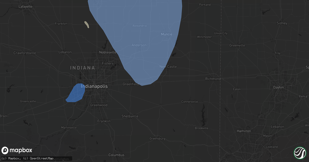 Hail map in Knightstown, IN on July 27, 2026