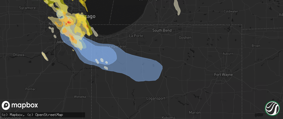 Hail map in Knox, IN on July 27, 2026
