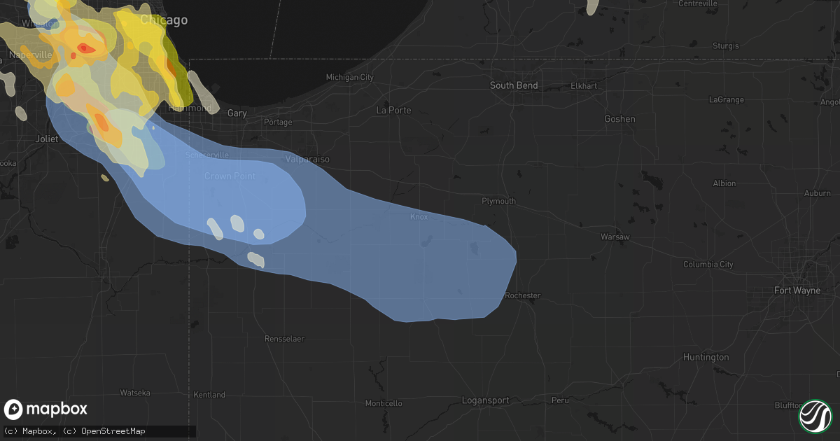 Hail map in Knox, IN on July 27, 2026