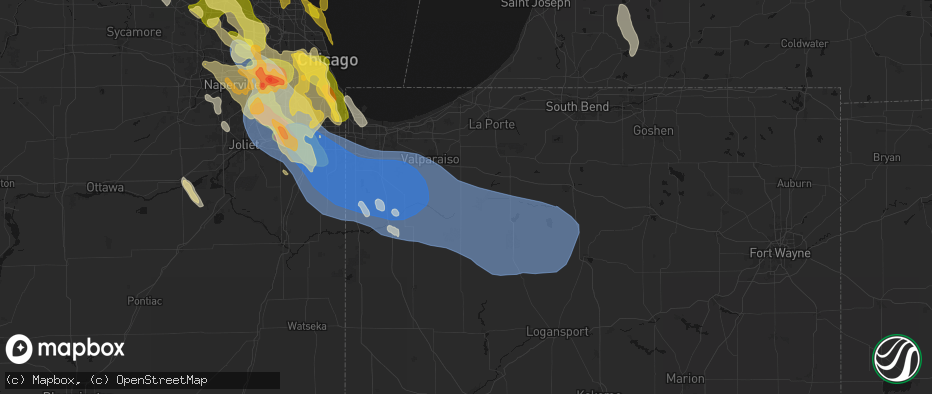 Hail map in La Crosse, IN on July 27, 2026