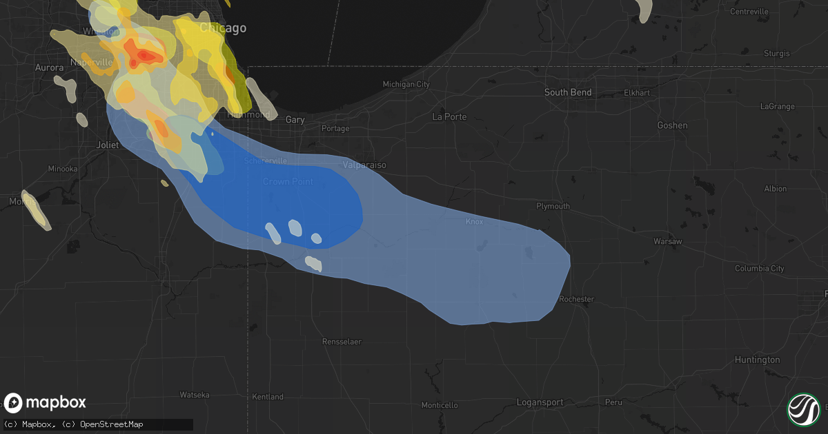 Hail map in La Crosse, IN on July 27, 2026