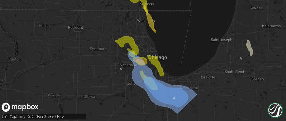 Hail map in La Grange Park, IL on July 27, 2026