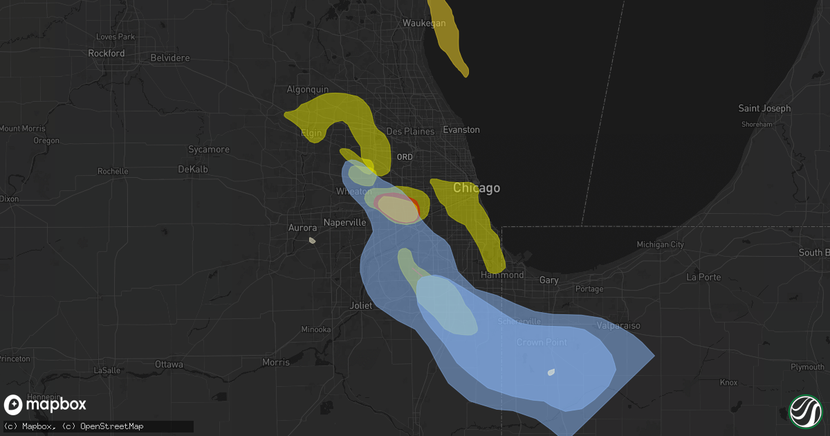 Hail map in La Grange, IL on July 27, 2026