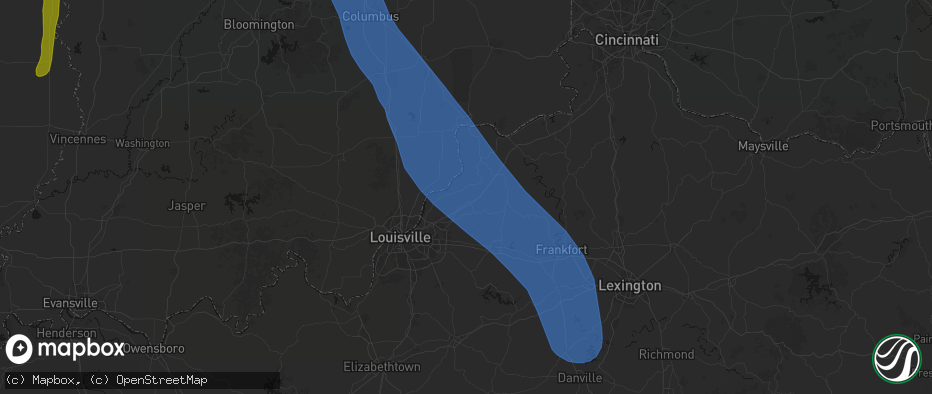 Hail map in La Grange, KY on July 27, 2026