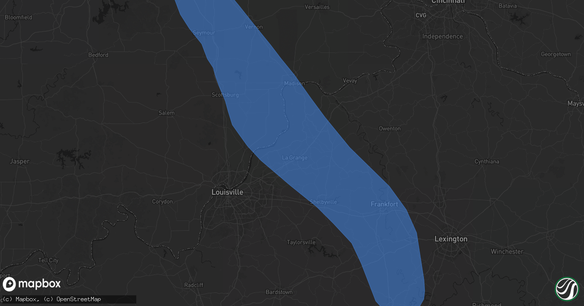 Hail map in La Grange, KY on July 27, 2026
