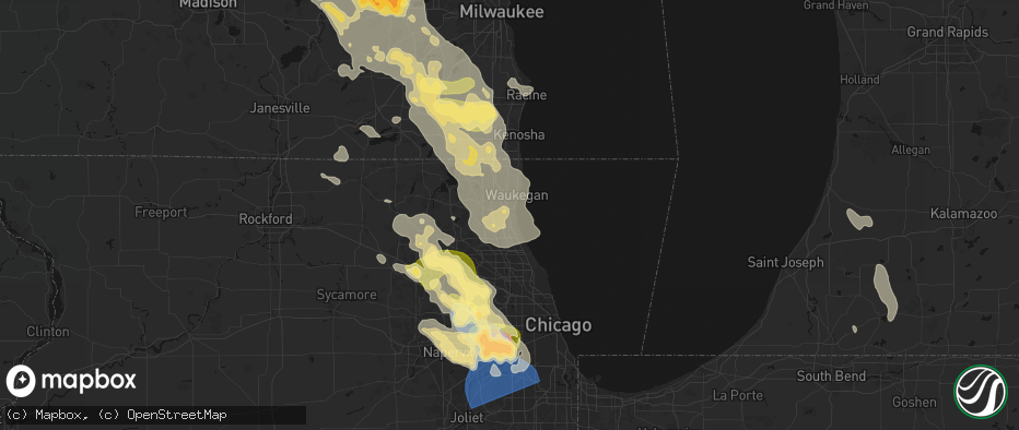 Hail map in Lake Bluff, IL on July 27, 2026