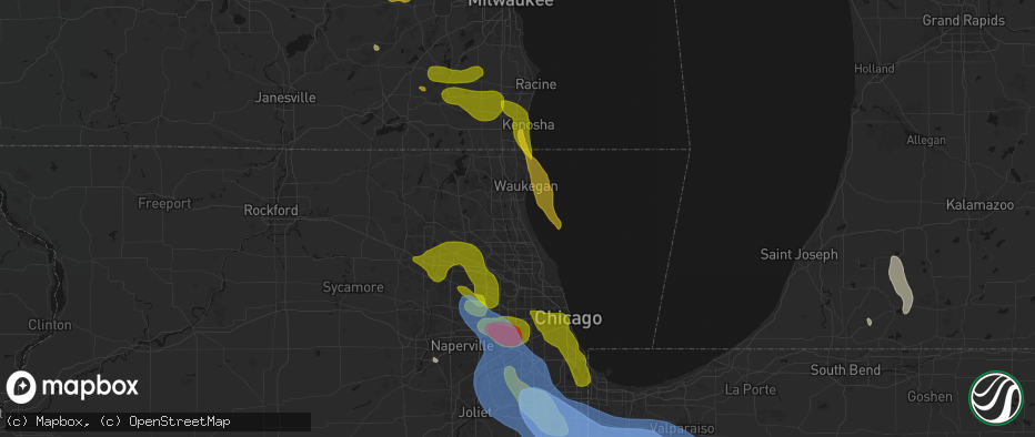 Hail map in Lake Forest, IL on July 27, 2026