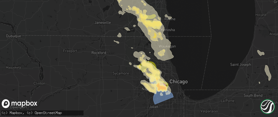 Hail map in Lake In The Hills, IL on July 27, 2026