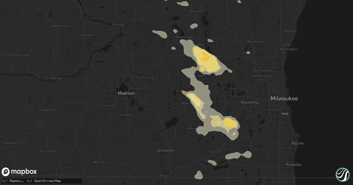 Hail map in Lake Mills, WI on July 27, 2026