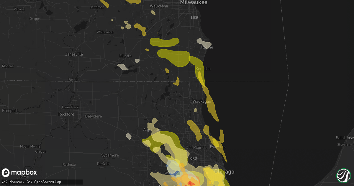 Hail map in Lake Villa, IL on July 27, 2026