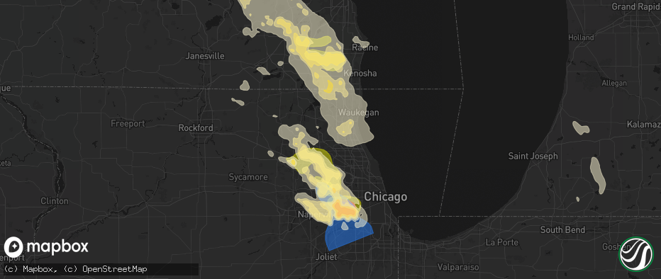 Hail map in Lake Zurich, IL on July 27, 2026