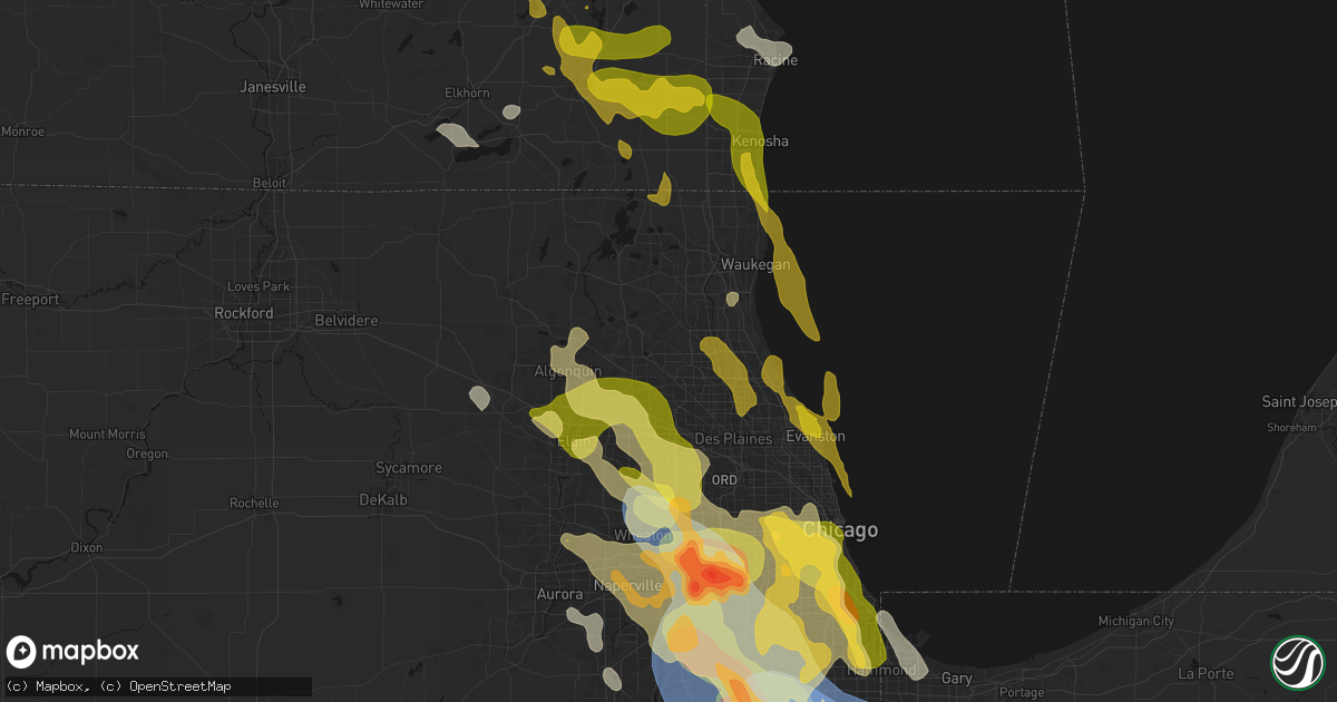Hail map in Lake Zurich, IL on July 27, 2026