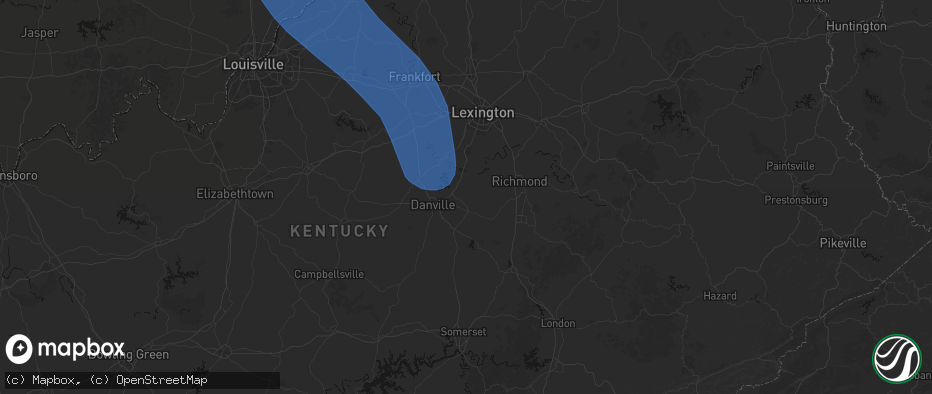 Hail map in Lancaster, KY on July 27, 2026