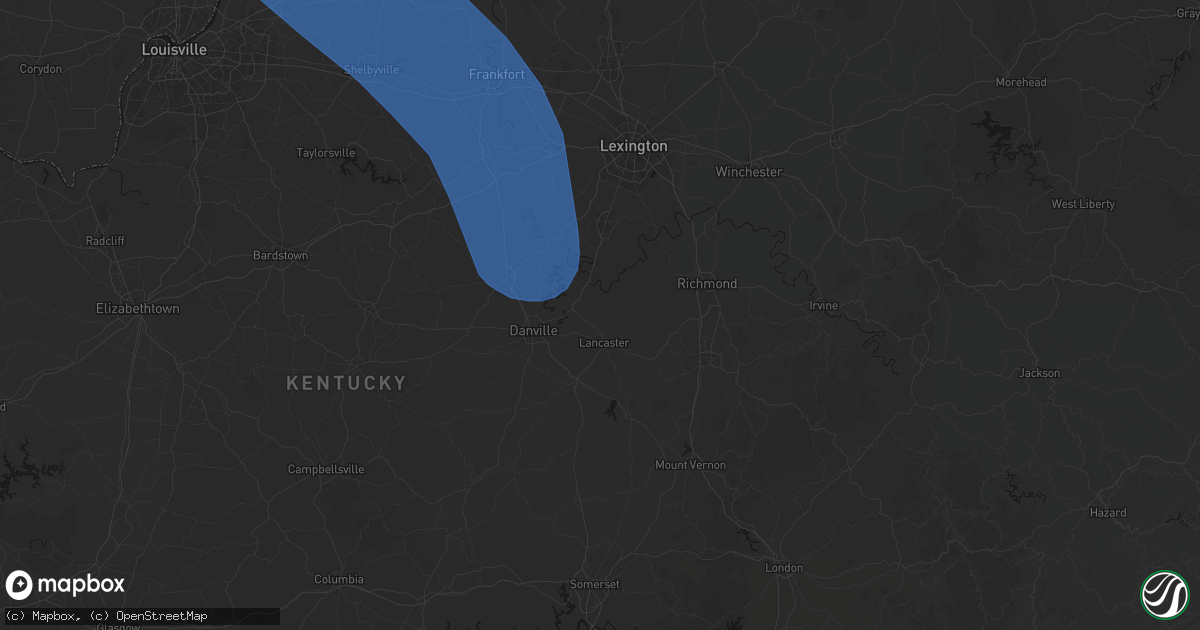 Hail map in Lancaster, KY on July 27, 2026