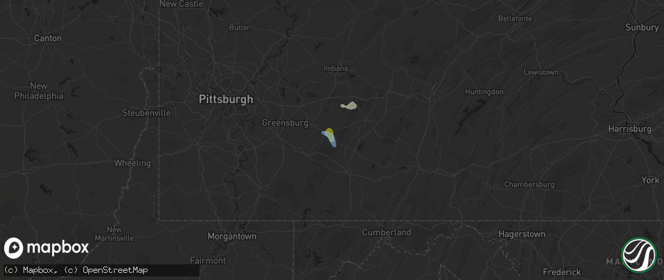 Hail map in Laughlintown, PA on July 27, 2026