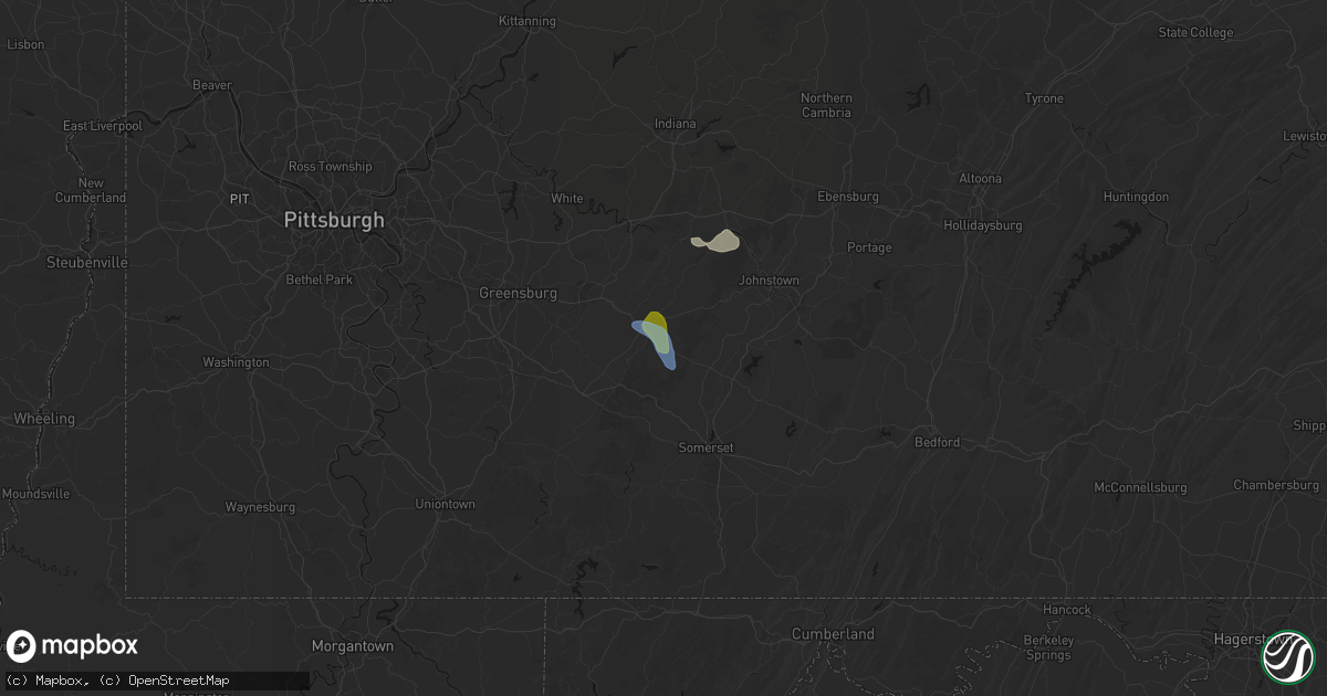 Hail map in Laughlintown, PA on July 27, 2026