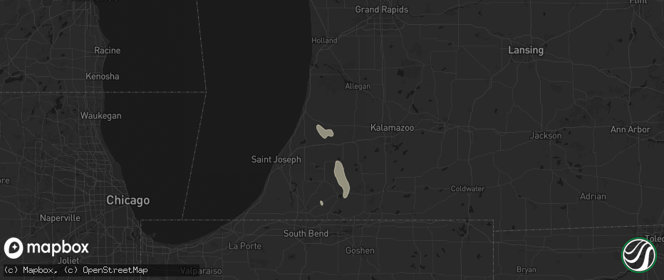 Hail map in Lawrence, MI on July 27, 2026