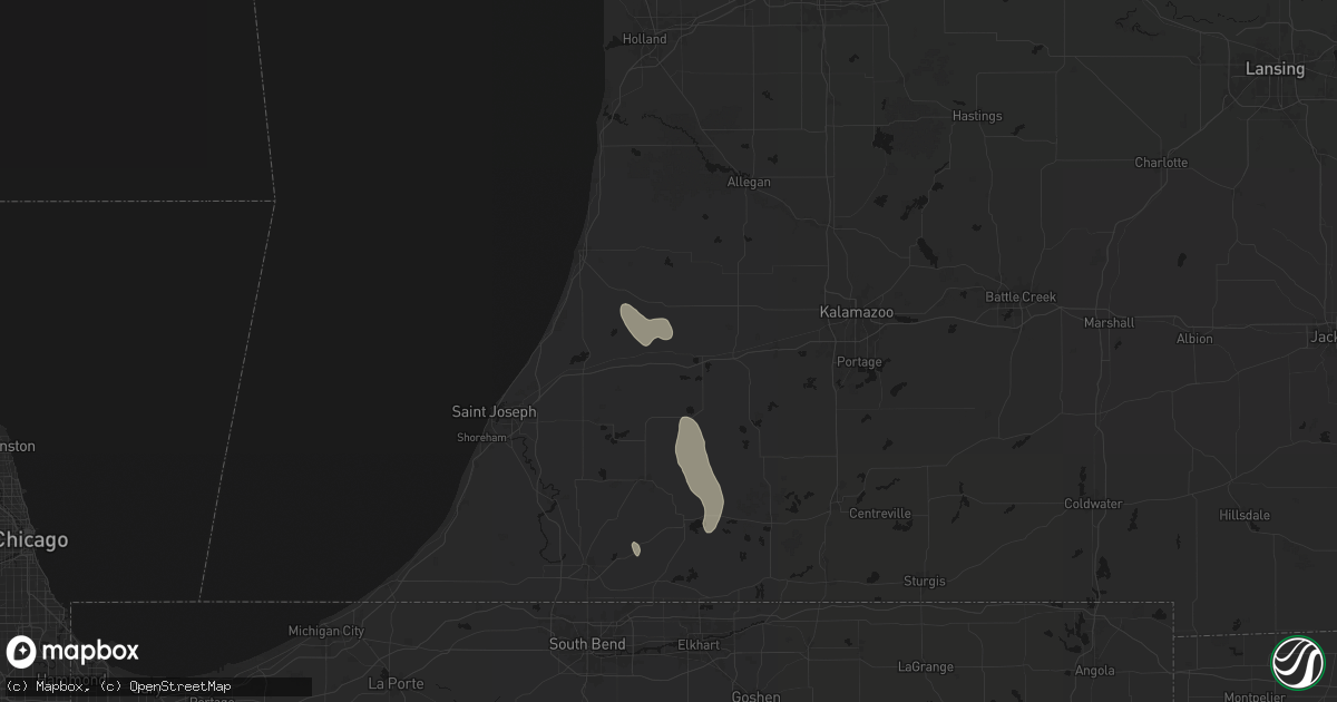 Hail map in Lawrence, MI on July 27, 2026