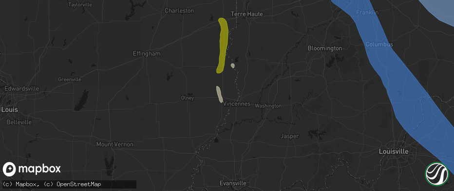 Hail map in Lawrenceville, IL on July 27, 2026