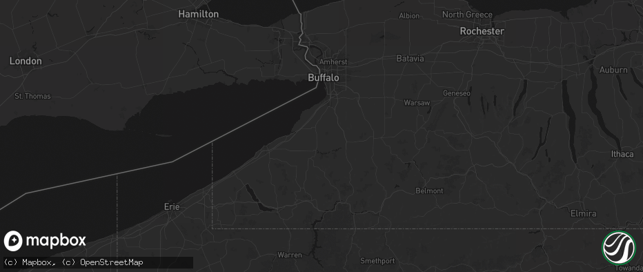 Hail map in Lawtons, NY on July 27, 2026