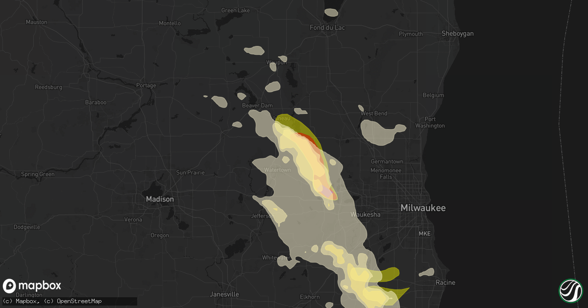 Hail map in Lebanon, WI on July 27, 2026