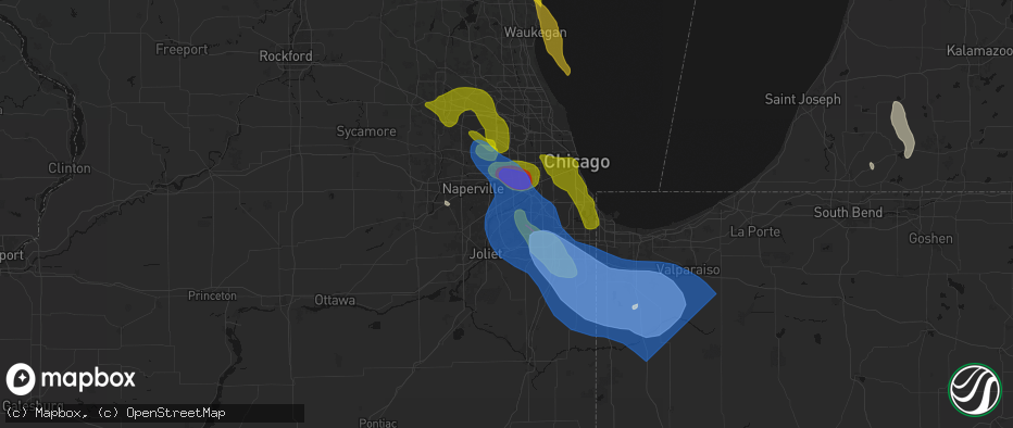 Hail map in Lemont, IL on July 27, 2026