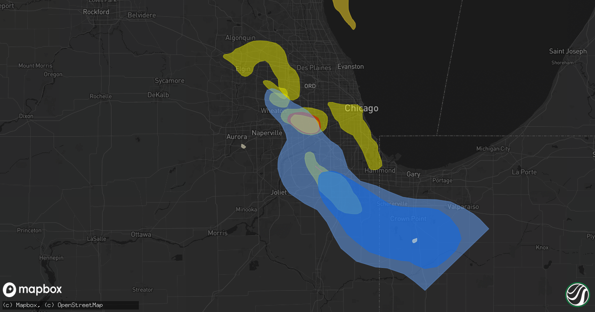 Hail map in Lemont, IL on July 27, 2026