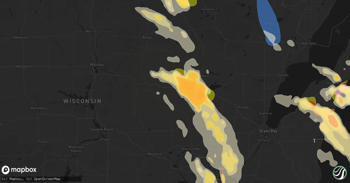 Hail map in Leopolis, WI on July 27, 2026