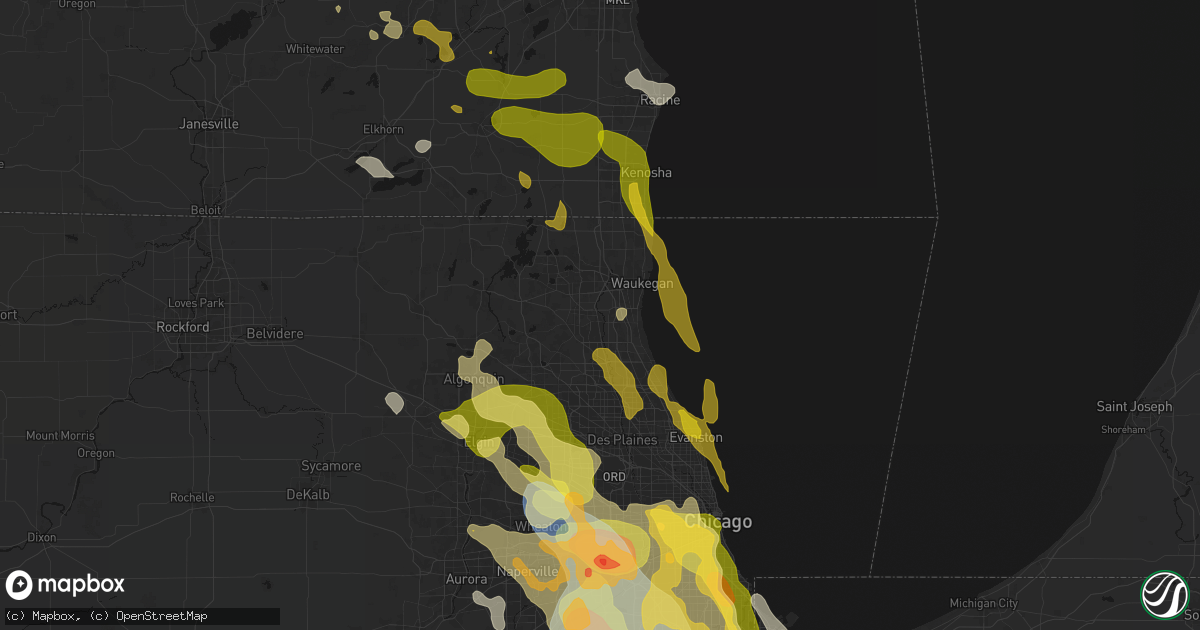 Hail map in Libertyville, IL on July 27, 2026
