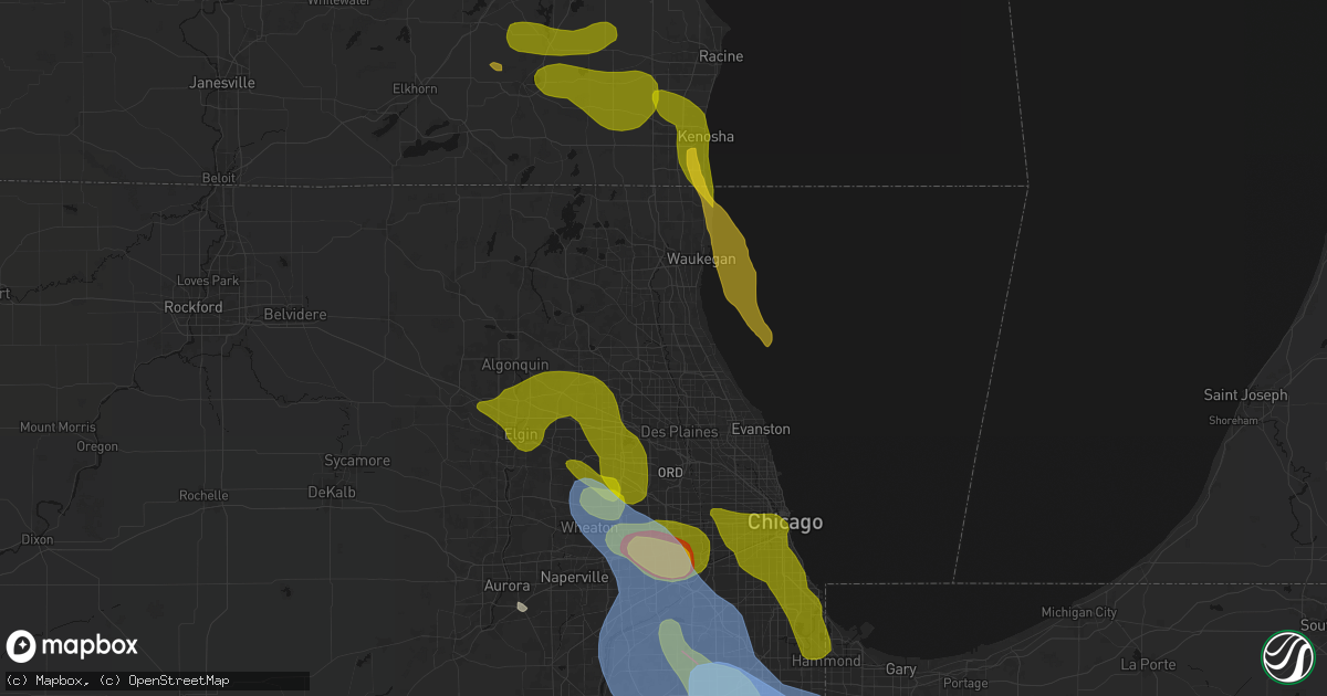Hail map in Lincolnshire, IL on July 27, 2026