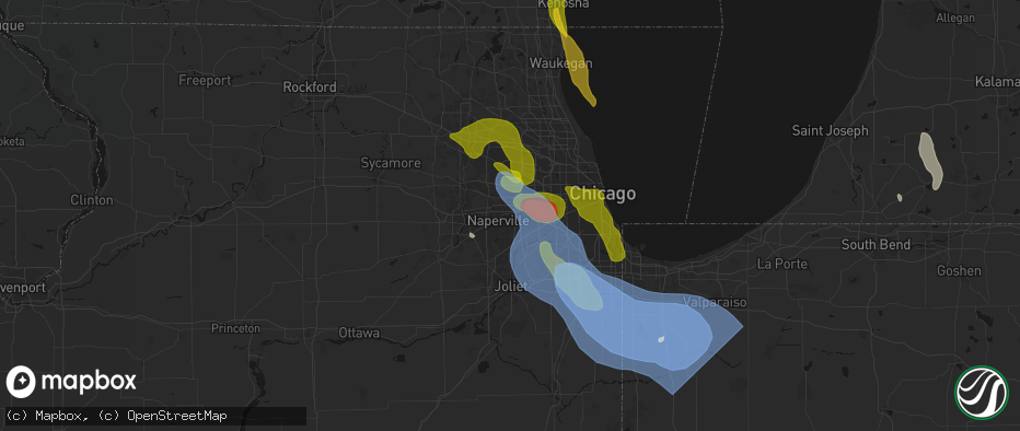 Hail map in Lisle, IL on July 27, 2026