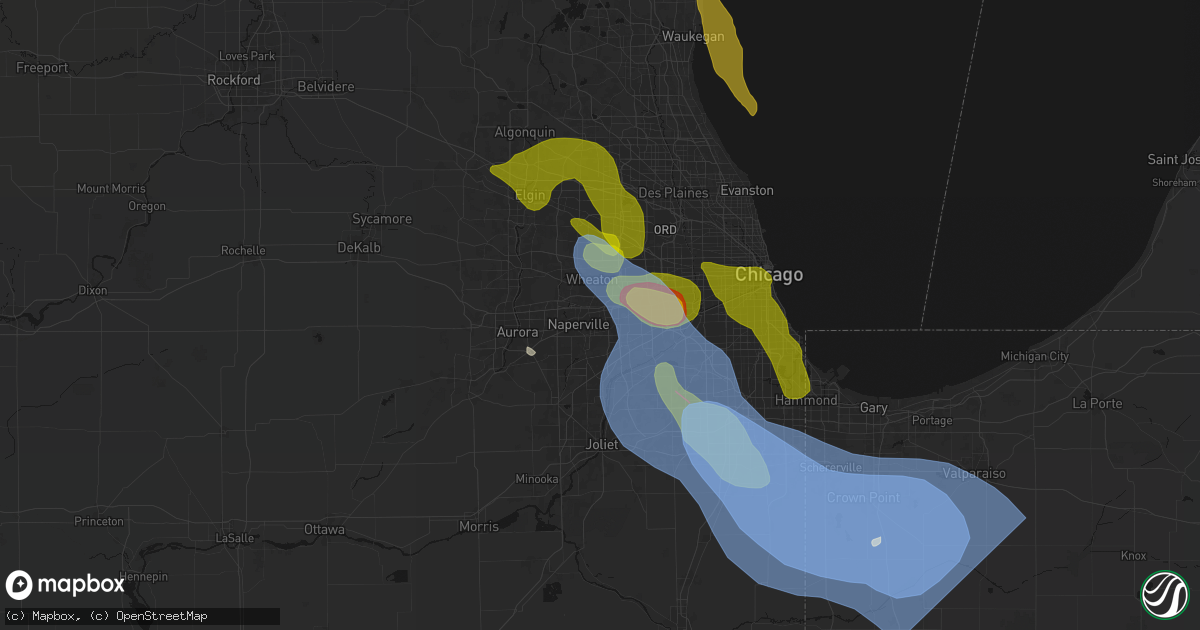 Hail map in Lisle, IL on July 27, 2026