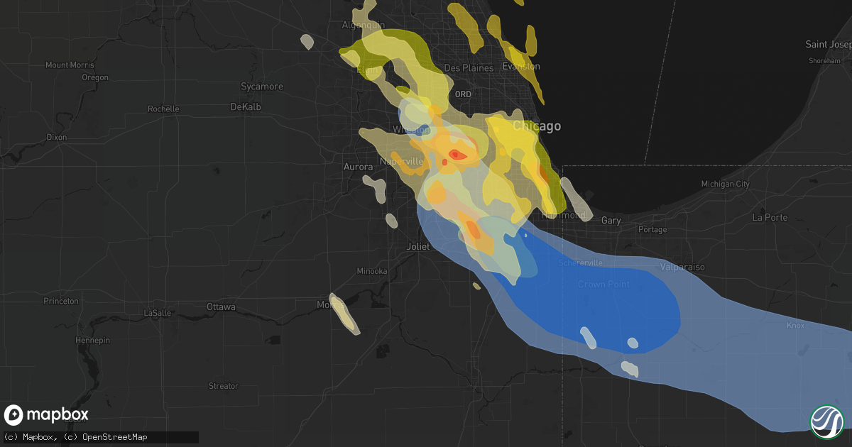 Hail map in Lockport, IL on July 27, 2026