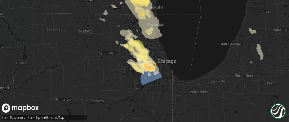 Hail map in Lombard, IL on July 27, 2026
