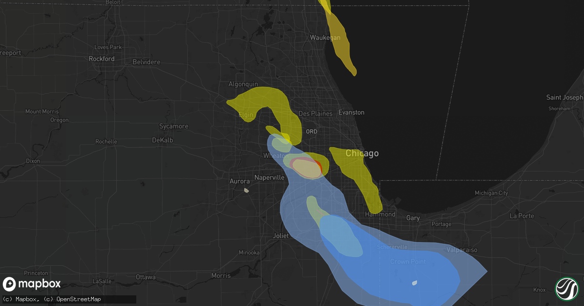 Hail map in Lombard, IL on July 27, 2026