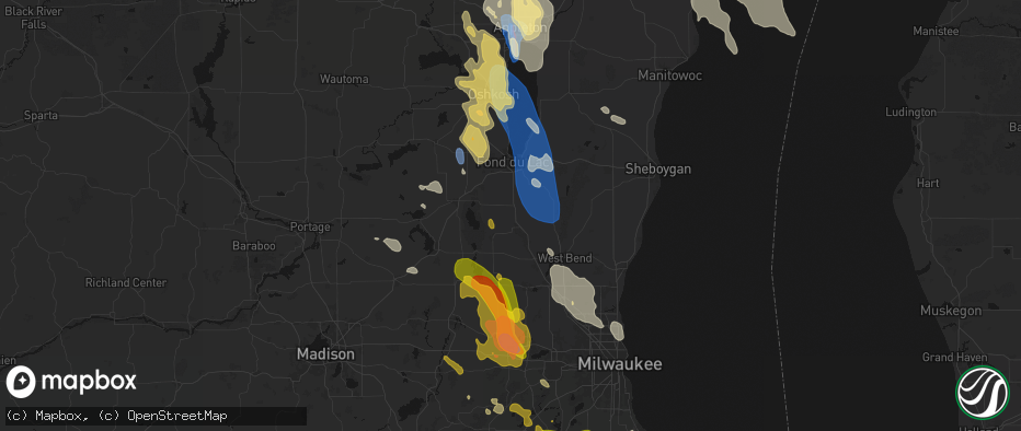 Hail map in Lomira, WI on July 27, 2026